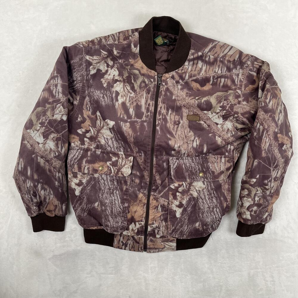 Cabela's Jacket Mens Large Brown Mossy Oak Camo Quilted Insulated Bomber Hunting